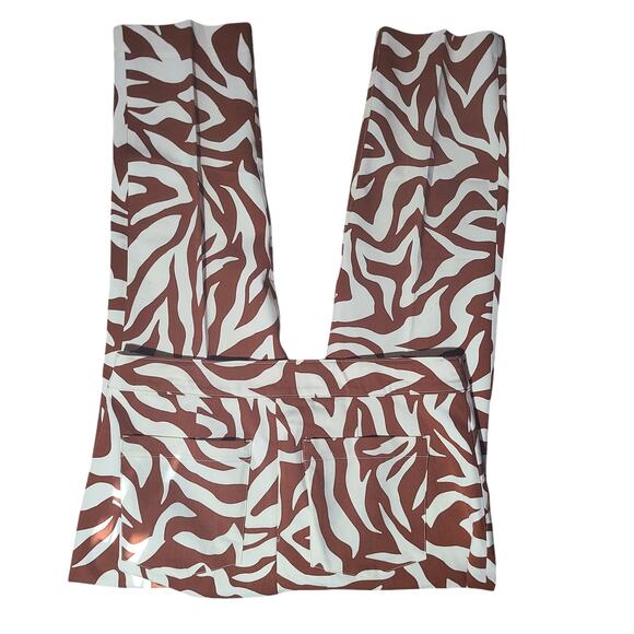 SPANX On The Go Print Ankle Slim Straight Leg Brown Zebra Print Pants L - Picture 5 of 8